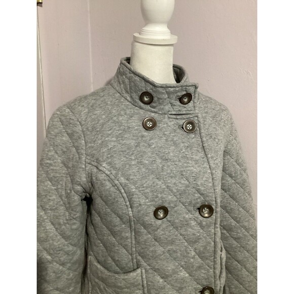 Cabi 100% Cotton Gray Quilted Double Breasted Short Blazer Jacket M - Picture 2 of 6
